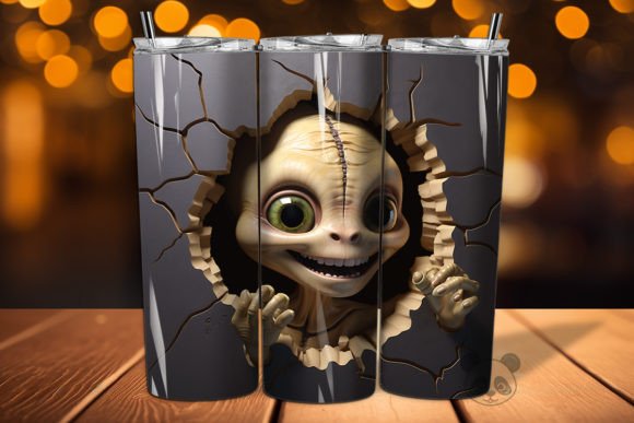 3D Alien Cracked Hole Tumbler Wrap 17