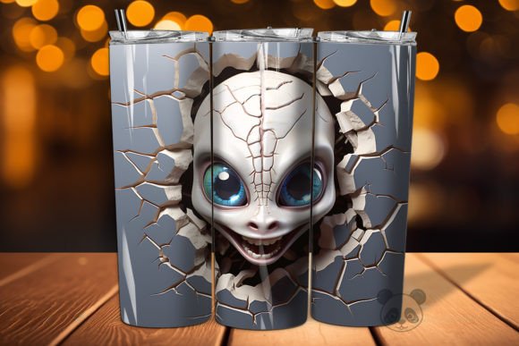 3D Alien Cracked Hole Tumbler Wrap 29