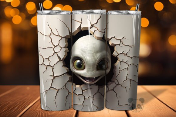 3D Alien Cracked Hole Tumbler Wrap 6: A Unique Design for Sublimation Enthusiasts
