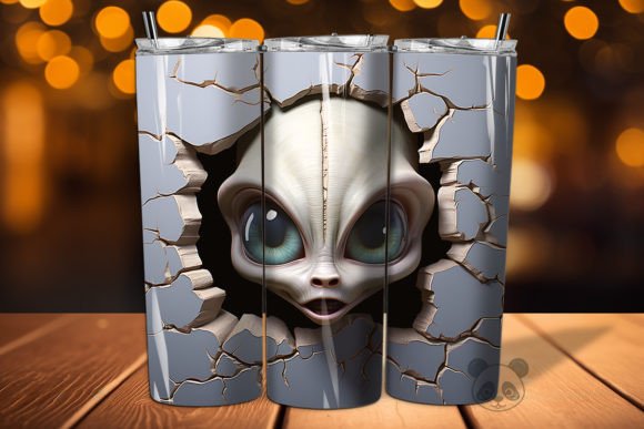 3D Alien Cracked Hole Tumbler Wrap 9