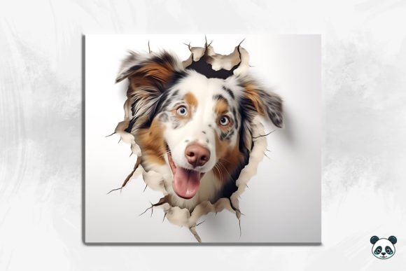 3D Australian Shepherd Cracked Hole 1