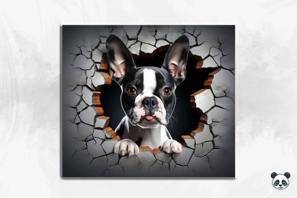 3D Boston Terrier Cracked Hole