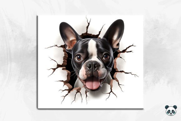 3D Boston Terrier Cracked Hole 2
