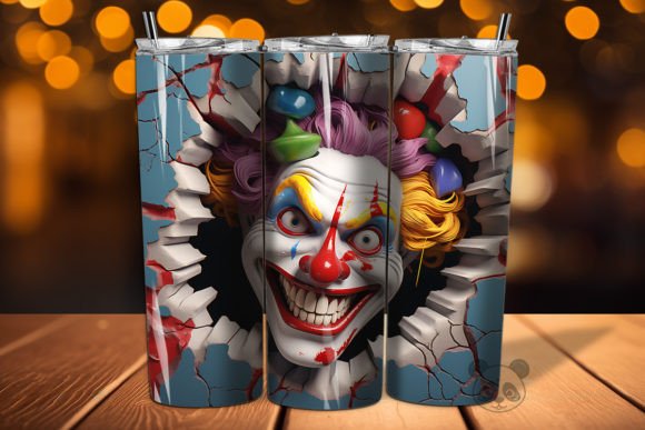 3D Clown Cracked Hole Tumbler Wrap 12