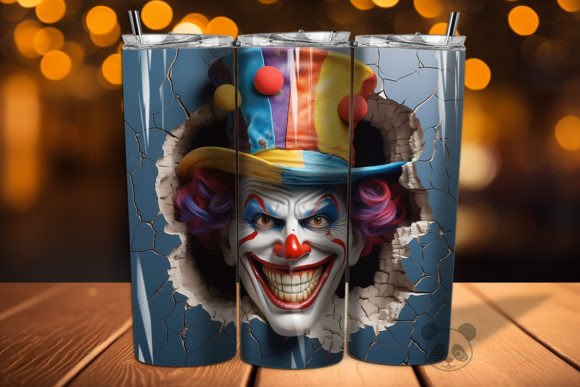 3D Clown Cracked Hole Tumbler Wrap 13