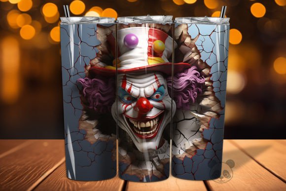 3D Clown Cracked Hole Tumbler Wrap 17