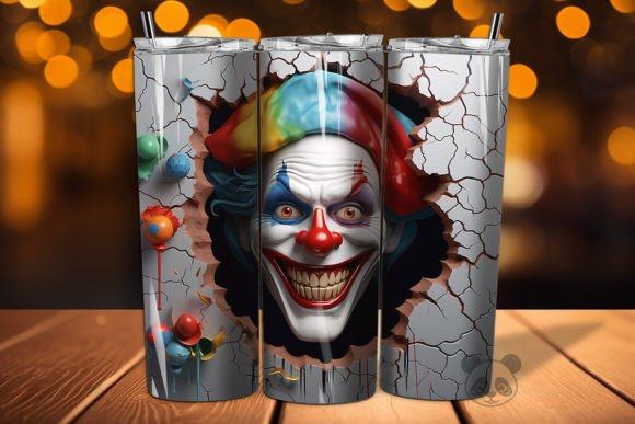 3D Clown Cracked Hole Tumbler Wrap 32