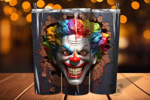 3D Clown Cracked Hole Tumbler Wrap 5
