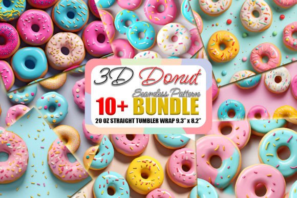 3D Donut Seamless Pattern Bundle for Tumblers