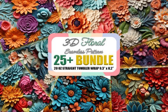 3D Floral Seamless Pattern Bundle and 3D Floral Seamless Pattern Background: A Digital Design Solution for Sublimation Printing