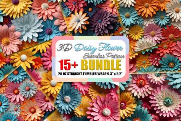 3D Papercut Daisy Seamless Bundle
