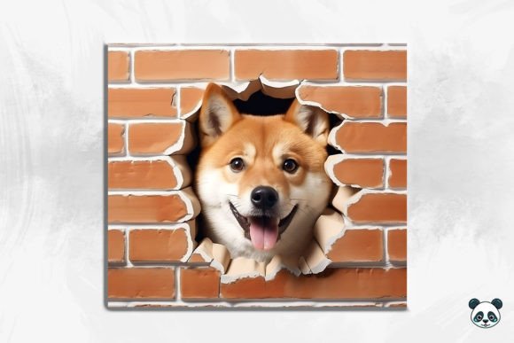 3D Shiba Inu Cracked Hole 1