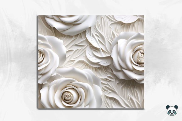 3D White Rose Seamless Pattern