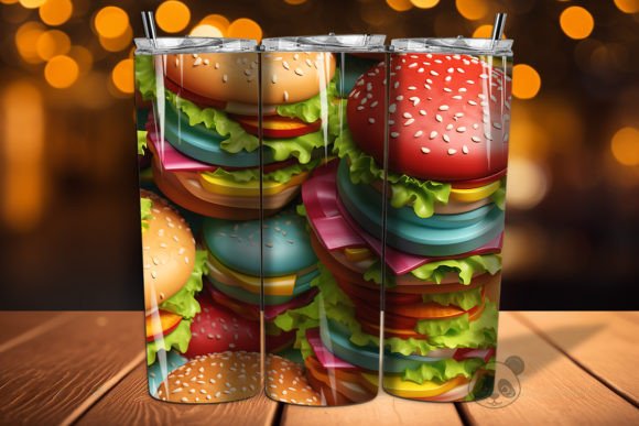 Elevate Your Sublimation Projects with 3D Hamburger Seamless Pattern 9